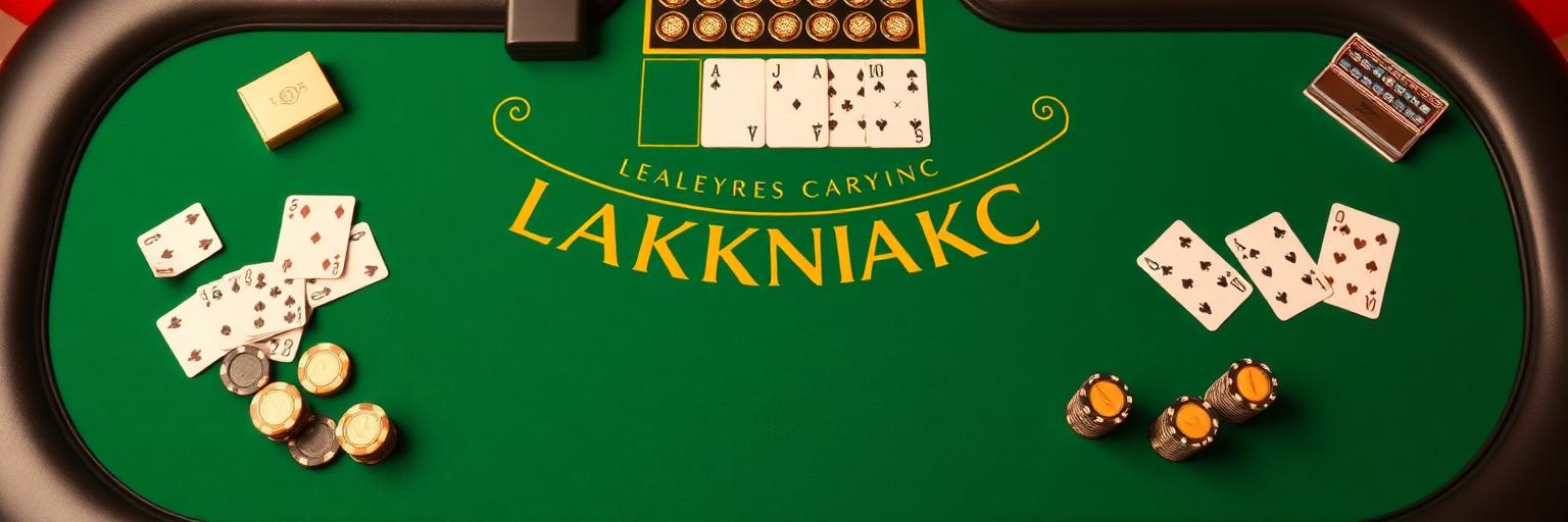 Blackjack Table - Cards and chips on green felt